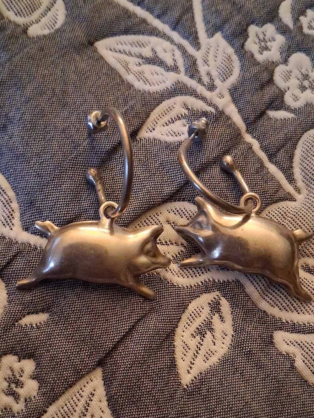 Sterling Silver Pig Hoop Earrings - Silver Pig Design